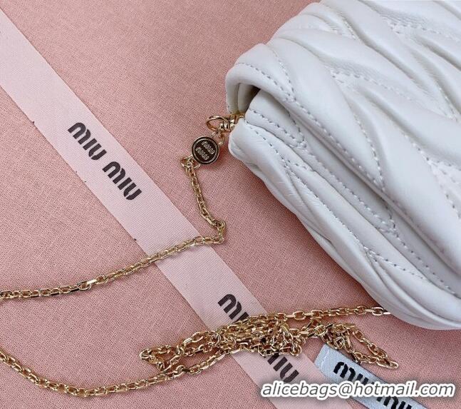 Pretty Style Miu Miu Matelasse Nappa Leather Chain Mini bag 5BP086 White 2024