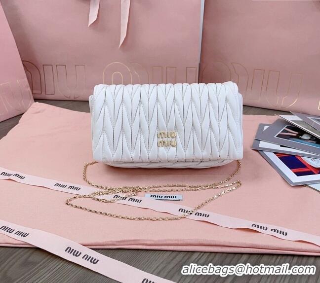 Pretty Style Miu Miu Matelasse Nappa Leather Chain Mini bag 5BP086 White 2024