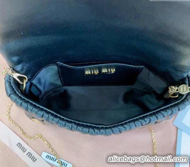 Luxurious Miu Miu Matelasse Nappa Leather Chain Mini bag 5BP086 Black 2024