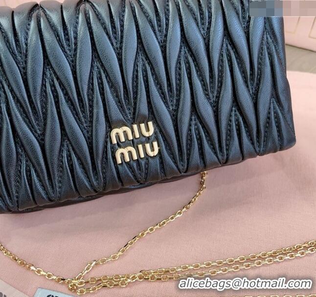 Luxurious Miu Miu Matelasse Nappa Leather Chain Mini bag 5BP086 Black 2024