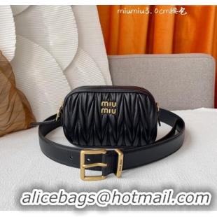 Top Grade Miu Miu Belt Bag 3cm M62511 Black 2024