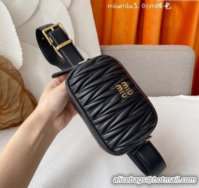 Top Grade Miu Miu Belt Bag 3cm M62511 Black 2024