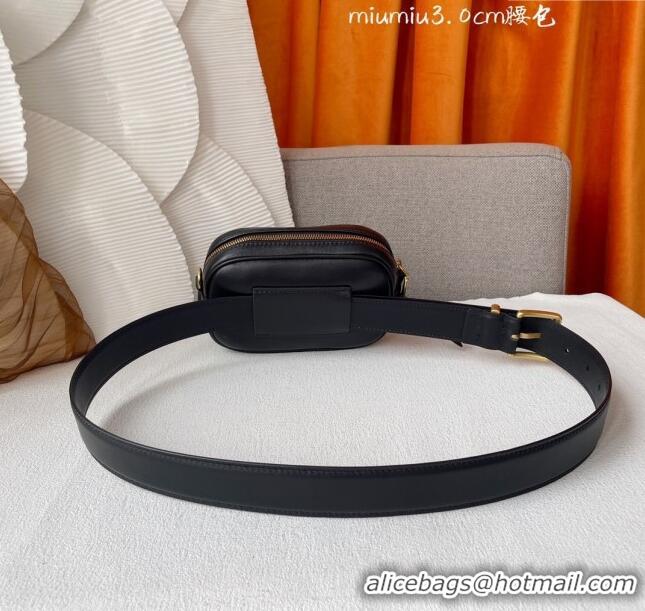 Top Grade Miu Miu Belt Bag 3cm M62511 Black 2024