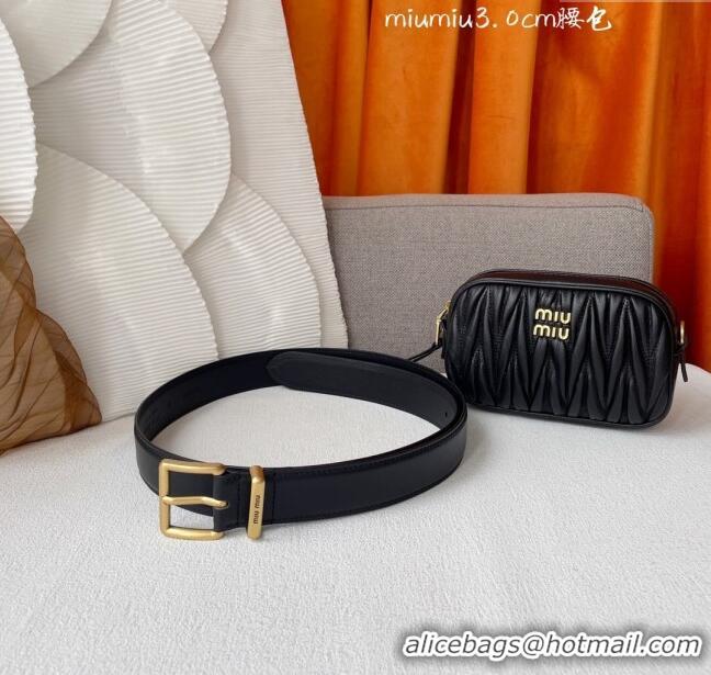 Top Grade Miu Miu Belt Bag 3cm M62511 Black 2024