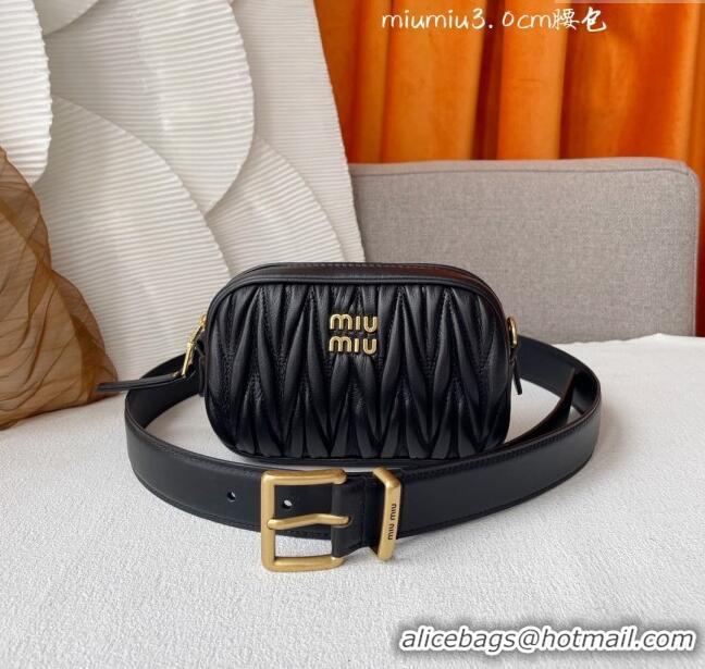 Top Grade Miu Miu Belt Bag 3cm M62511 Black 2024