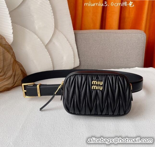 Top Grade Miu Miu Belt Bag 3cm M62511 Black 2024