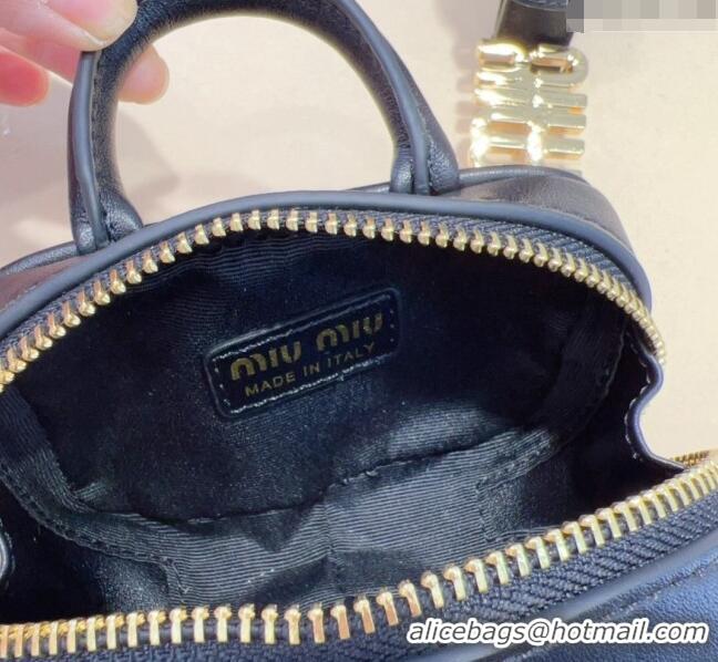 Pretty Style Miu Miu Leather Pouch Belt 1.5cm with Pin Buckle 0708 Black 2024