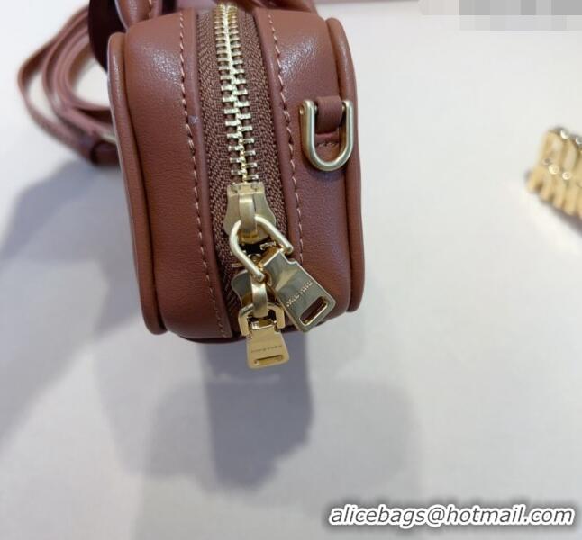 Grade Cheapest Miu Miu Leather Pouch Belt 1.5cm with Pin Buckle 0708 Brown 2024