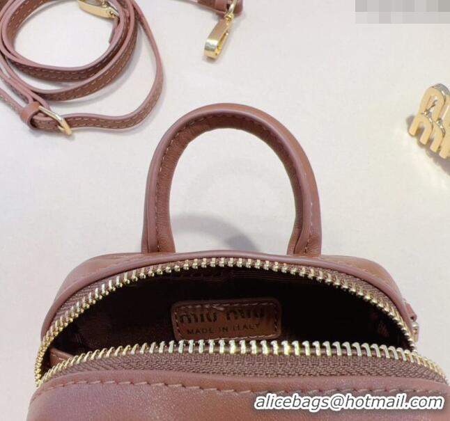 Grade Cheapest Miu Miu Leather Pouch Belt 1.5cm with Pin Buckle 0708 Brown 2024