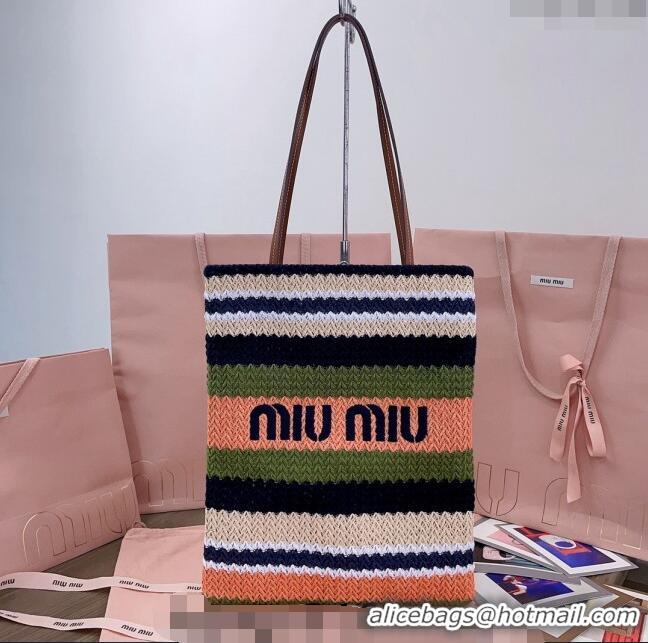 Market Sells Miu Miu Crochet fabric tote bag 5BG248 Green/Pink/Beige 2024