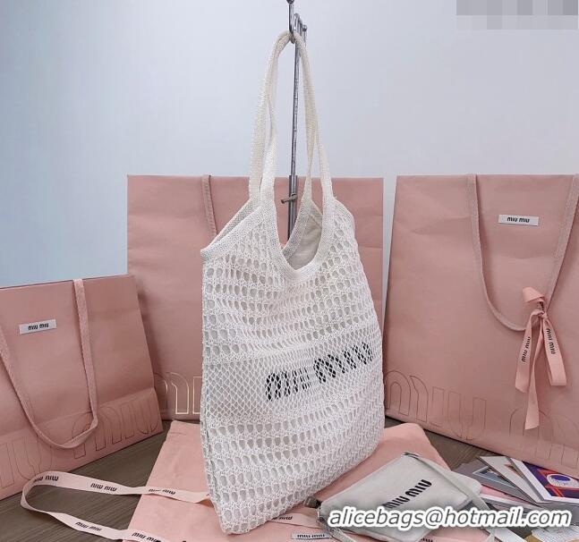 Grade Quality Miu Miu Fabric and linen tote bag 5BG231 White 2024