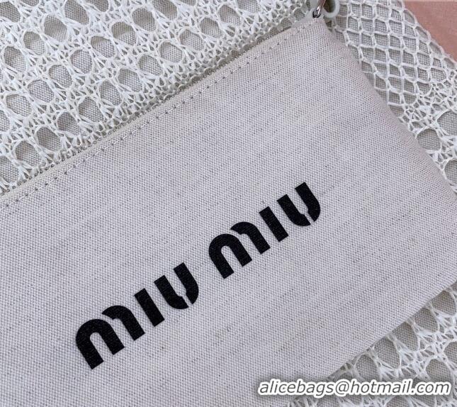 Grade Quality Miu Miu Fabric and linen tote bag 5BG231 White 2024