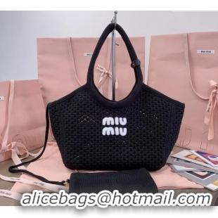 Top Grade Miu Miu Knit tote bag B5BG281 Black 2024