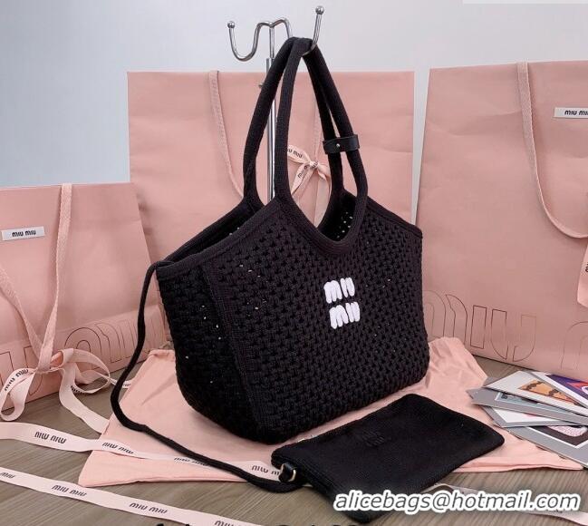 Top Grade Miu Miu Knit tote bag B5BG281 Black 2024