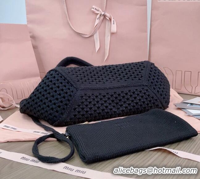 Top Grade Miu Miu Knit tote bag B5BG281 Black 2024