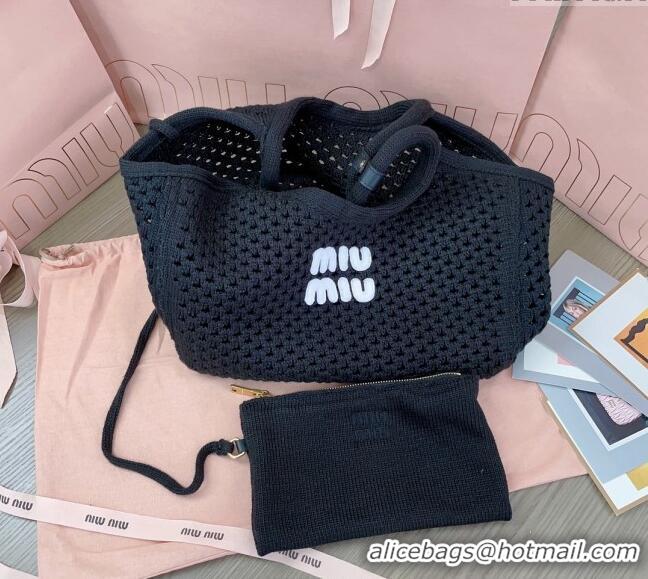 Top Grade Miu Miu Knit tote bag B5BG281 Black 2024