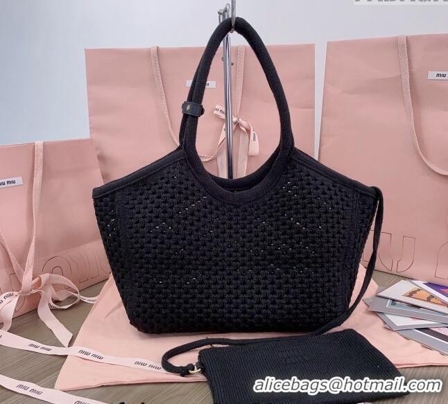 Top Grade Miu Miu Knit tote bag B5BG281 Black 2024