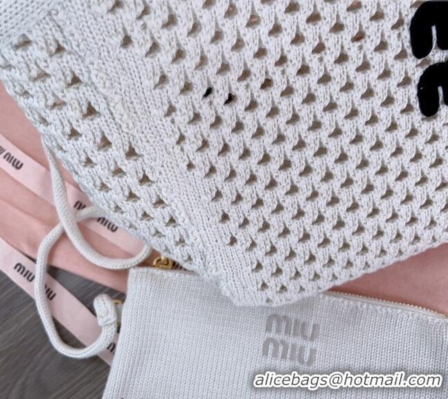 Buy Fashionable Miu Miu Knit tote bag 5BG281 White 2024