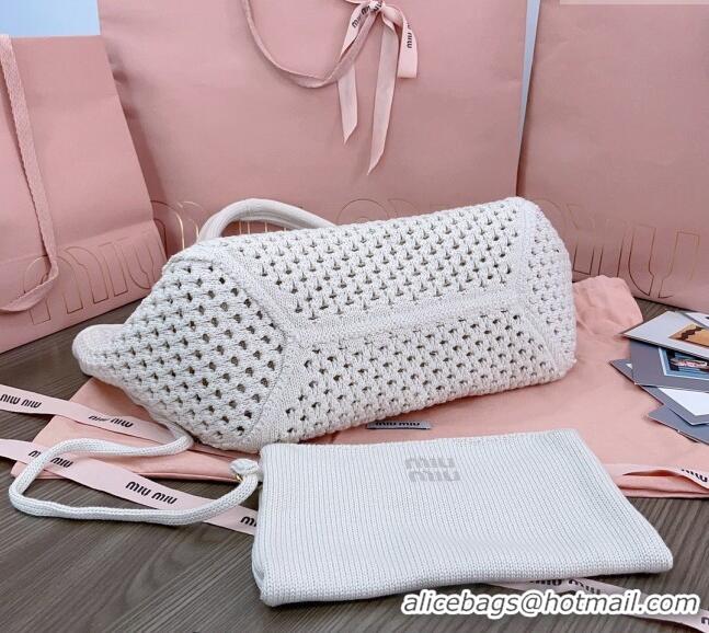 Buy Fashionable Miu Miu Knit tote bag 5BG281 White 2024