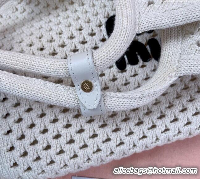 Buy Fashionable Miu Miu Knit tote bag 5BG281 White 2024