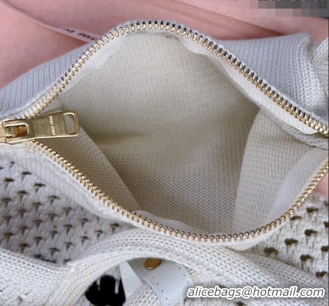 Buy Fashionable Miu Miu Knit tote bag 5BG281 White 2024