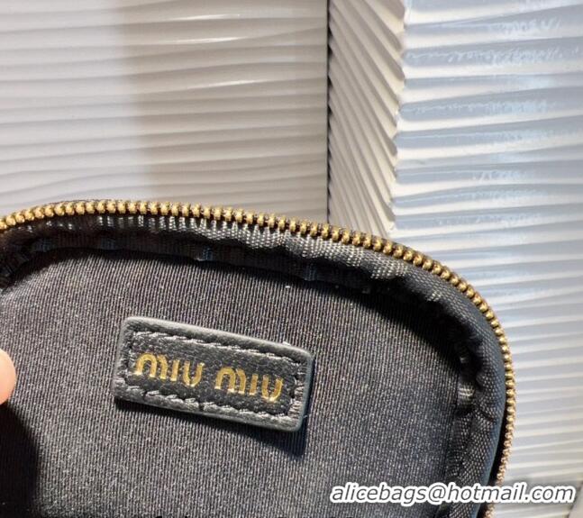 Trendy Design Miu Miu Matelasse Leather Phone Holder with Strap 0820 Black 2024