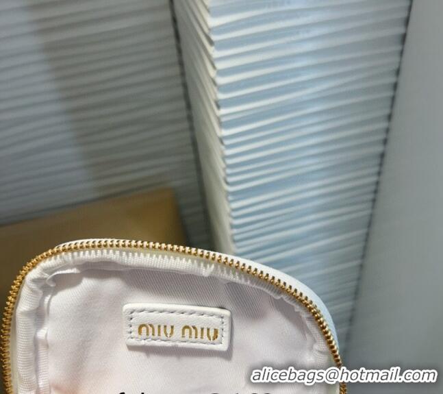 Luxury Cheap Miu Miu Matelasse Leather Phone Holder with Strap 0820 White 2024