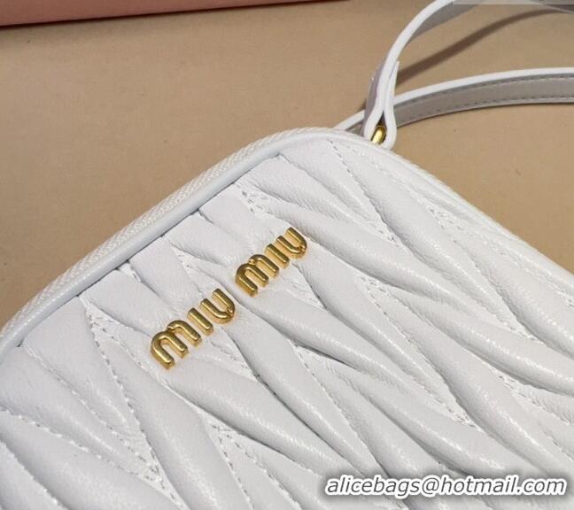 Luxury Cheap Miu Miu Matelasse Leather Phone Holder with Strap 0820 White 2024