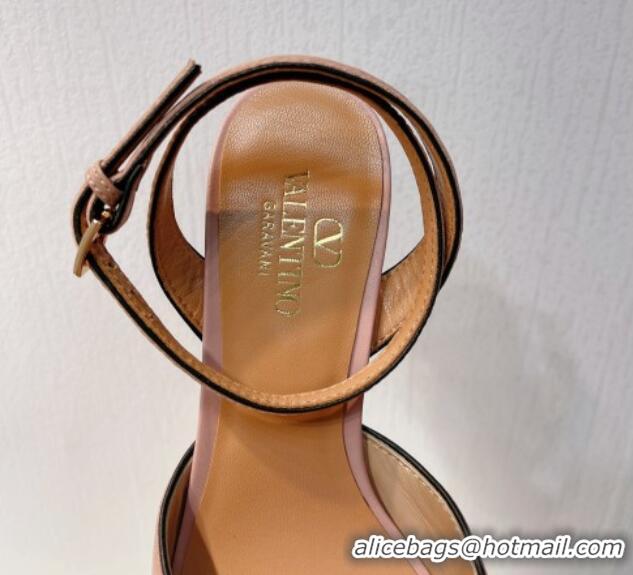 Popular Style Valentino The Bold Edition VLogo Heel Sandals in Calfskin Light Pink 612014