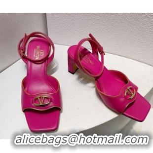 Duplicate Valentino The Bold Edition VLogo Heel Sandals in Calfskin Dark Pink 612015