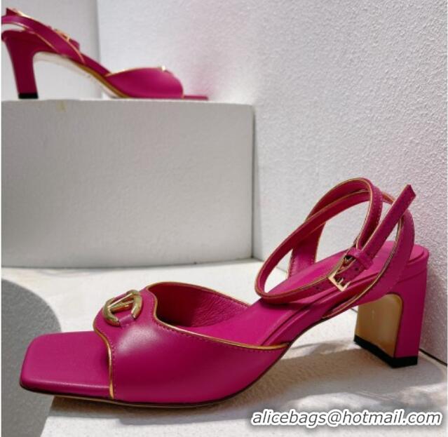 Duplicate Valentino The Bold Edition VLogo Heel Sandals in Calfskin Dark Pink 612015