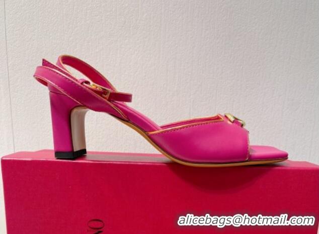 Duplicate Valentino The Bold Edition VLogo Heel Sandals in Calfskin Dark Pink 612015