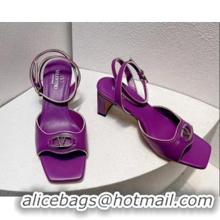 Big Discount Valentino The Bold Edition VLogo Heel Sandals in Calfskin Purple 612016