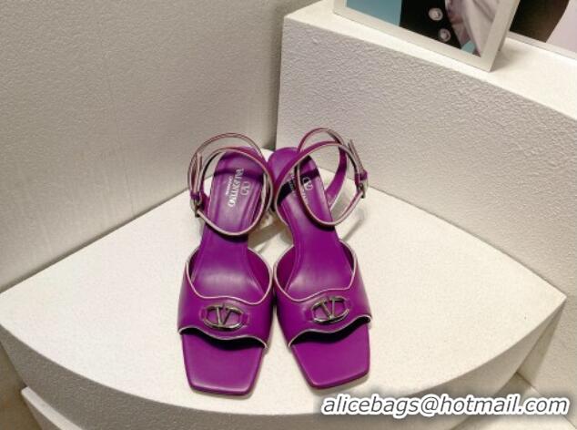 Big Discount Valentino The Bold Edition VLogo Heel Sandals in Calfskin Purple 612016