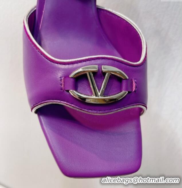 Big Discount Valentino The Bold Edition VLogo Heel Sandals in Calfskin Purple 612016