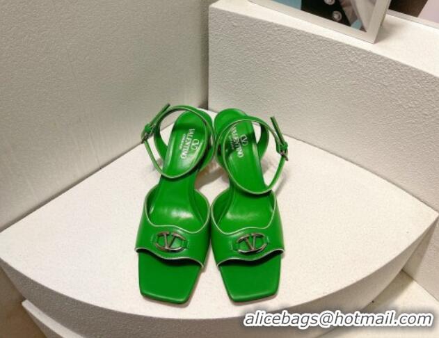 Charming Valentino The Bold Edition VLogo Heel Sandals in Calfskin Green 612017