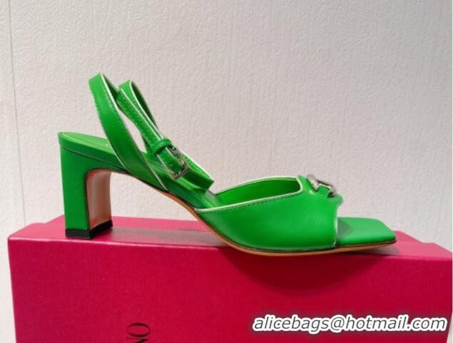 Charming Valentino The Bold Edition VLogo Heel Sandals in Calfskin Green 612017