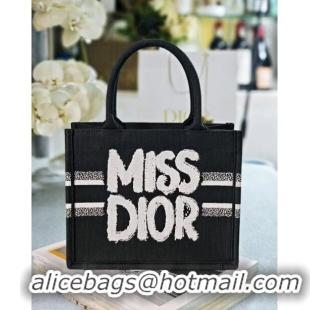 Cheapest Dior Small Book Tote bag in Black and White Miss Dior Graffiti Embroidery CD1286 2024