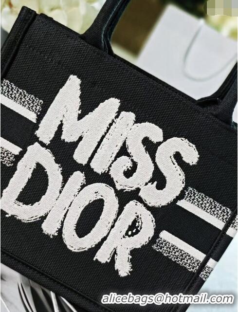 Cheapest Dior Small Book Tote bag in Black and White Miss Dior Graffiti Embroidery CD1286 2024