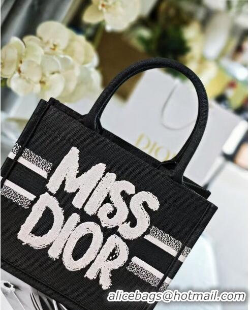 Cheapest Dior Small Book Tote bag in Black and White Miss Dior Graffiti Embroidery CD1286 2024