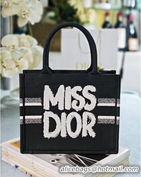 Cheapest Dior Small Book Tote bag in Black and White Miss Dior Graffiti Embroidery CD1286 2024