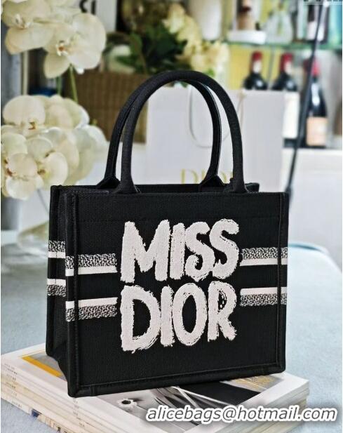 Cheapest Dior Small Book Tote bag in Black and White Miss Dior Graffiti Embroidery CD1286 2024