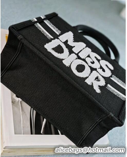 Cheapest Dior Small Book Tote bag in Black and White Miss Dior Graffiti Embroidery CD1286 2024