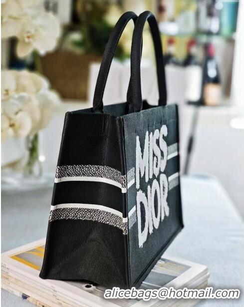 Best Price Dior Medium Book Tote bag in Black and White Miss Dior Graffiti Embroidery D1287 2024