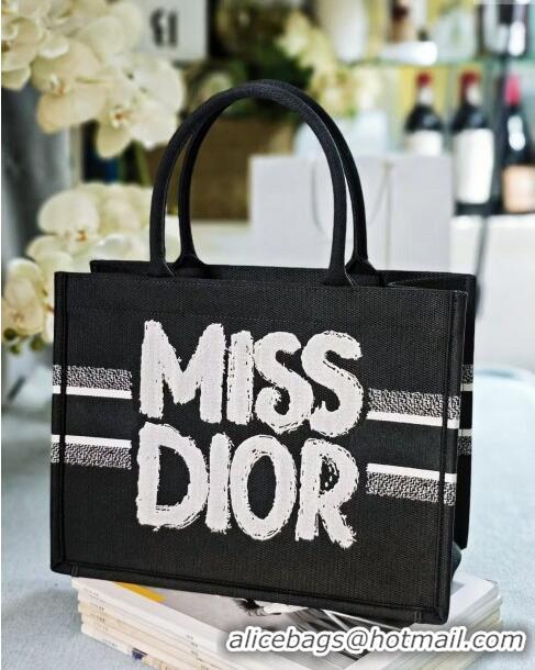 Best Price Dior Medium Book Tote bag in Black and White Miss Dior Graffiti Embroidery D1287 2024