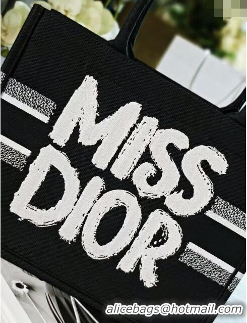 Best Price Dior Medium Book Tote bag in Black and White Miss Dior Graffiti Embroidery D1287 2024