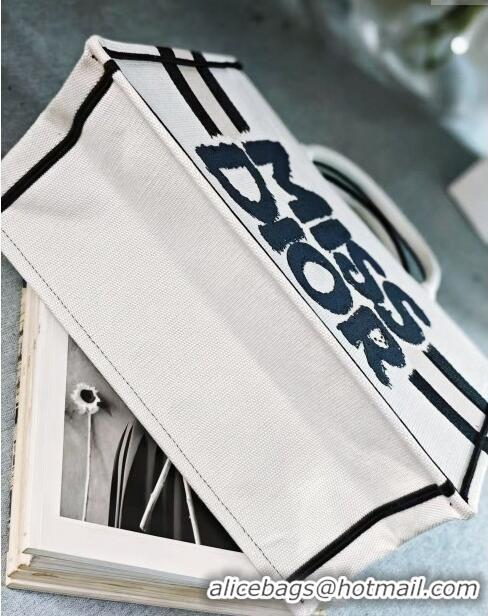 Luxury Discount Dior Medium Book Tote bag in White and Black Miss Dior Graffiti Embroidery D1287 2024