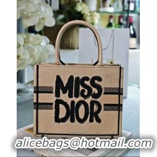 Wholesale Dior Small Book Tote bag in Beige and Black Miss Dior Graffiti Embroidery D1286 2024