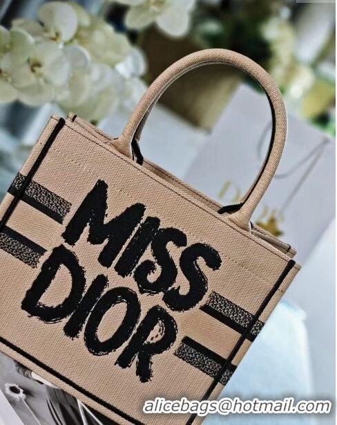 Wholesale Dior Small Book Tote bag in Beige and Black Miss Dior Graffiti Embroidery D1286 2024