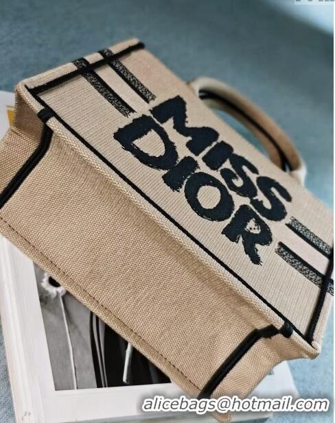 Wholesale Dior Small Book Tote bag in Beige and Black Miss Dior Graffiti Embroidery D1286 2024